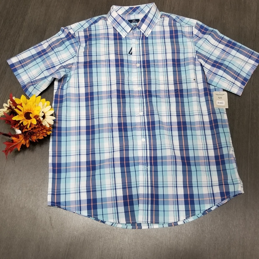 Men's XL George Blue Plaid Button Down